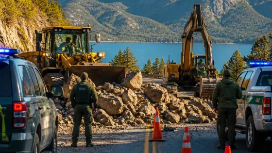 Derrumbe en Lago Guillelmo interrumpe la Ruta 40 entre Bariloche y El Bolsón
