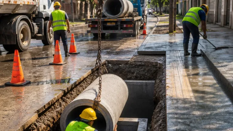 Avanzan en Lomas de Zamora las obras pluviales en Melber para 2.500 vecinos