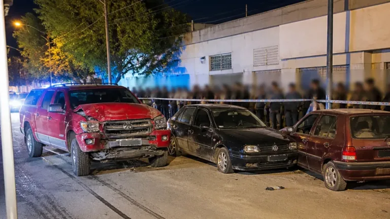 Choque y fuga en General Roca: una camioneta embistió dos autos estacionados y escapó