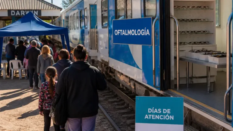 El Tren Sanitario 9 de Julio atiende en Darwin con consultas y entrega gratuita de anteojos