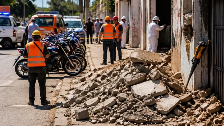 En Luján se derrumbó parte del frente de un taller mientras trabajaban en la obra lindera