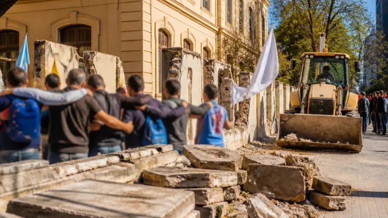 En Salta, polémica por intento municipal de demoler el muro del Colegio Nacional para un estacionamiento