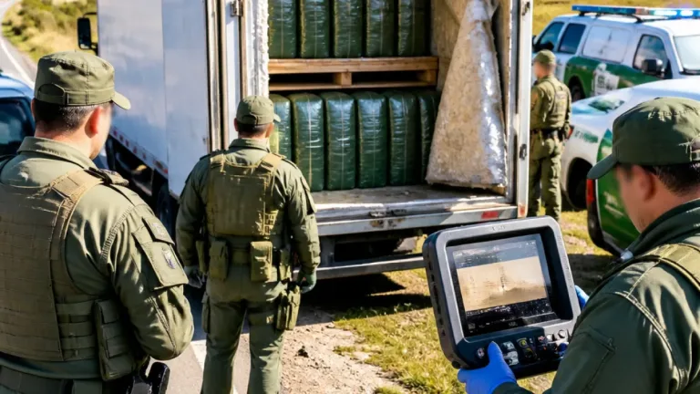 Gendarmería descubrió 779 kg de hojas de coca ocultas en un doble fondo de un camión en la ruta 307