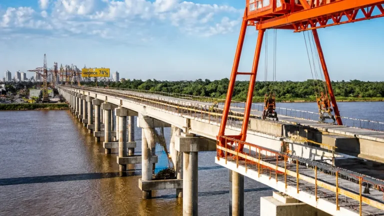 Obras del nuevo puente Santa Fe–Santo Tomé alcanzan 74% y prevén finalización en 2027