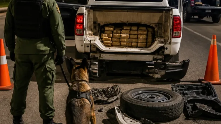Perro detector detectó droga en la Ruta 16: hallaron más de 53 kg de marihuana y detuvieron al conductor