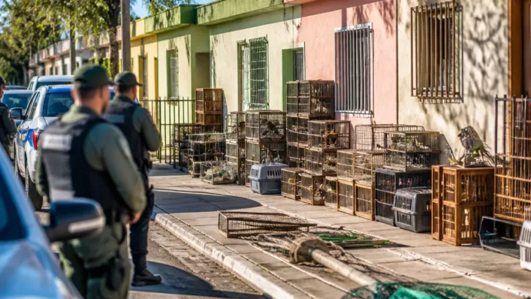 Recuperan 60 aves y decenas de jaulas en cuatro casas de Las Heras tras operativo policial