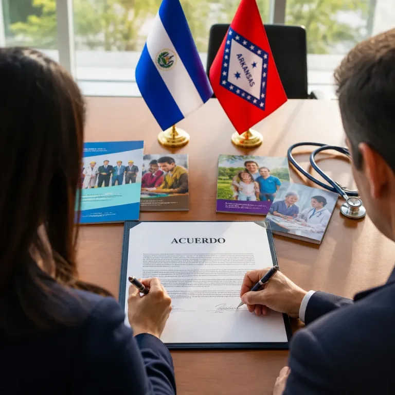 El Salvador firmó un convenio para facilitar empleo, educación y atención médica a sus connacionales en Arkansas