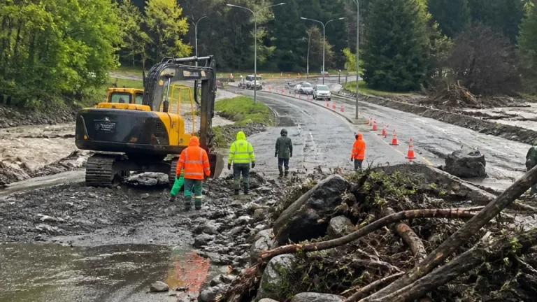 San Martín de los Andes: reparan la Ruta 48 tras el hundimiento que dejó inaccesible el tramo al hospital