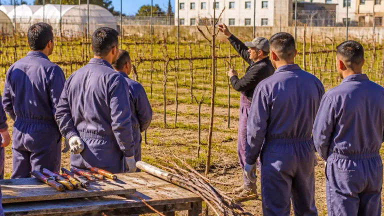 San Rafael: internos del Sixto Segura se capacitaron en poda de vides y frutales
