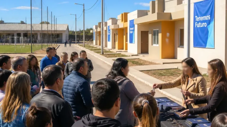 Seis familias de Zanjitas recibieron sus casas y el gobernador anunció más viviendas