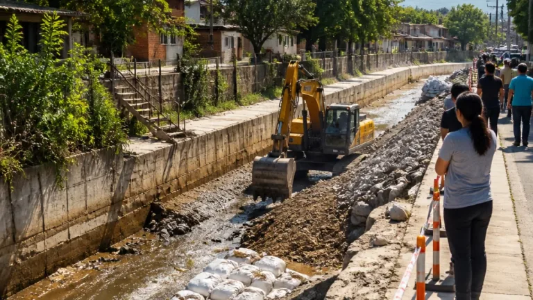 Tafí Viejo refuerza obras hídricas y limpieza de canales ante la temporada de lluvias