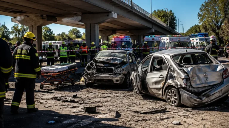 Un muerto y cinco heridos tras la caída de dos autos desde un puente en Guaymallén