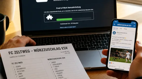 Zugriff auf ÖFB-Spielbericht zu FC Zeltweg – Mürzzuschlag wegen Schutzmechanismus blockiert