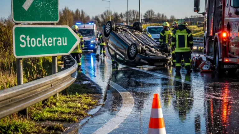 A22 bei Stockerau: Drei Fahrzeuge kollidierten nach Wolkenbruch – Fahrspur gesperrt