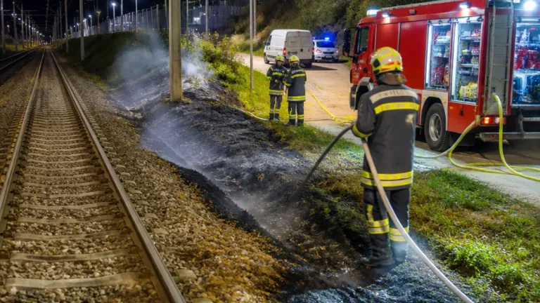 Böschungsbrand bei Gleisen: Feuerwehr Sarling löschte Rascheinsatz im Bezirk Melk