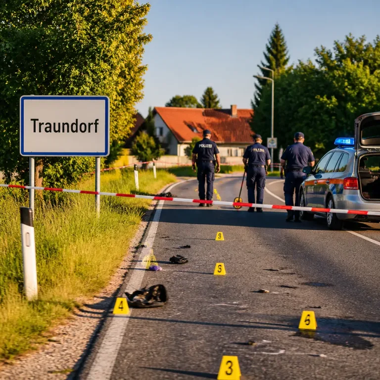 Fahrerflucht in Traundorf: 20-Jähriger getötet — Polizei sichert Teile und bittet um Hinweise