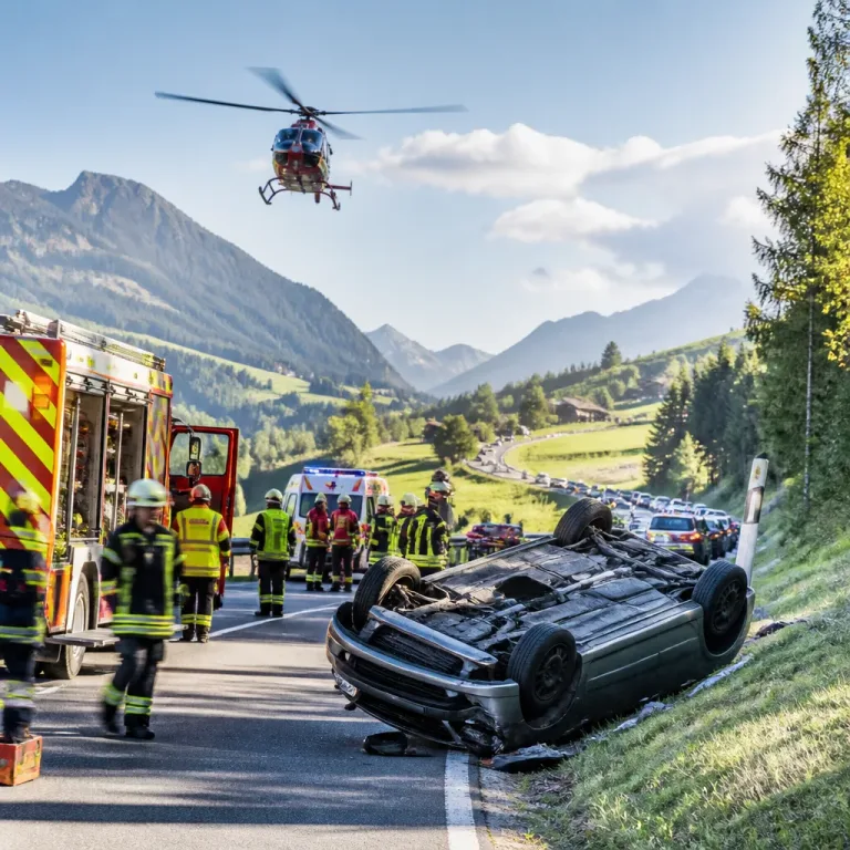 Fünf Verletzte bei Zusammenstoß auf der Paß-Thurn-Straße bei Kitzbühel — B161 stundenlang gesperrt