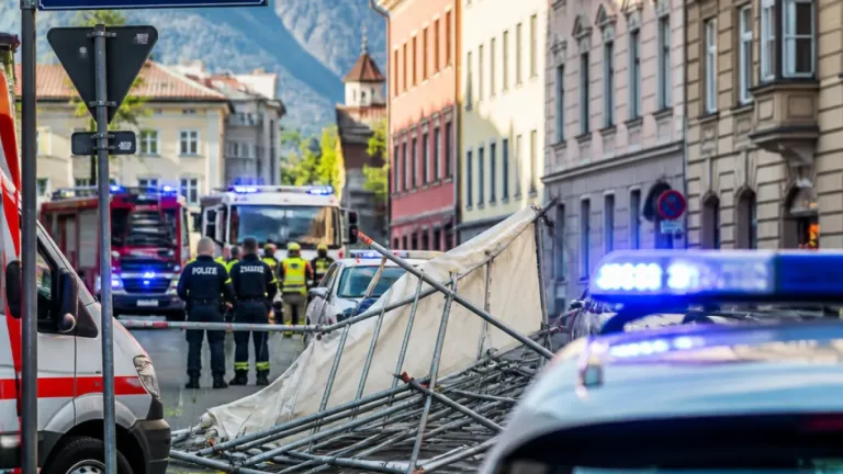 Einsturz eines Baugerüsts in Innsbruck: Acht Verletzte, Straße zeitweise gesperrt