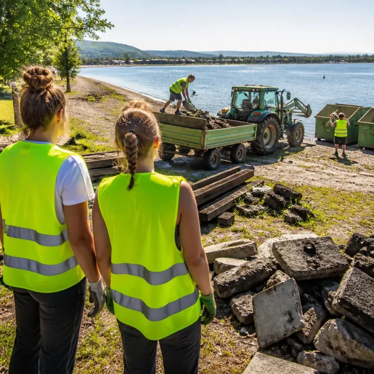 Mehr als 30 Freiwillige räumen Kritzendorfer Strombad nach Hochwasser-Schäden auf