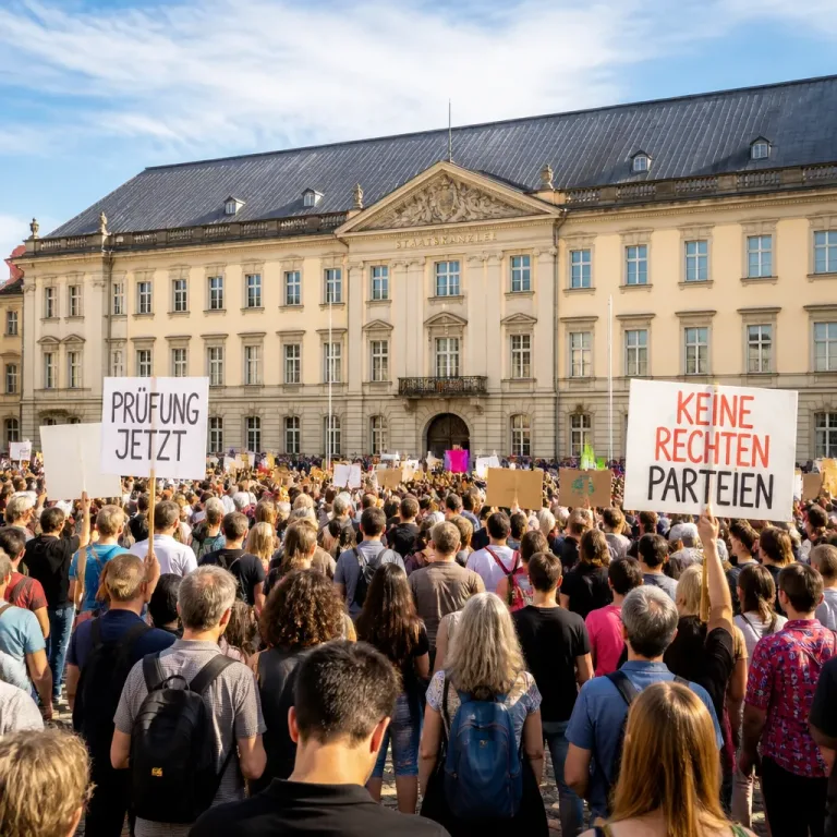 Hunderte in Erfurt fordern Prüfung von Parteiverboten gegen rechtsextreme Parteien