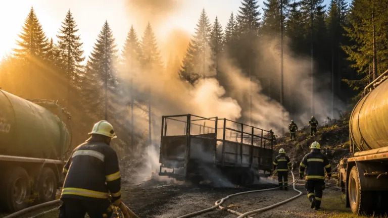 Großeinsatz nach Traktorbrand bei Linz: Waldbrand in Altenberg rasch eingedämmt