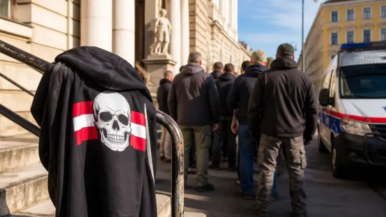 Prozess in Wien: Angeklagter trägt Kutte mit NS-Symbolik – „Ich bin nur Hooligan“