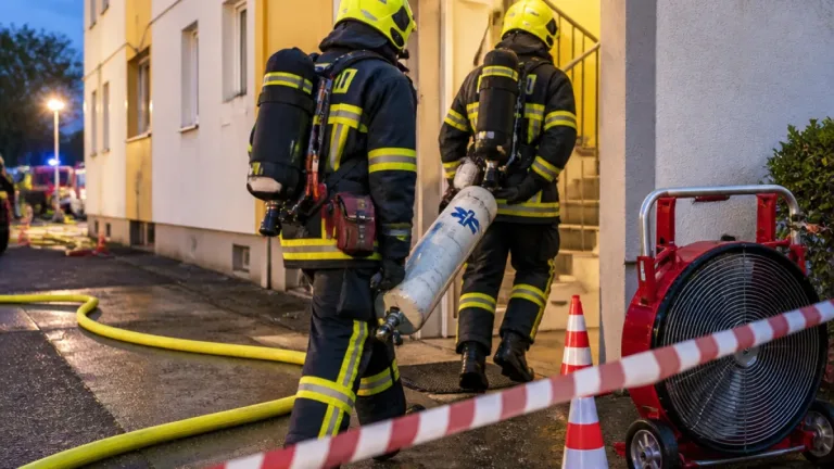 Sauerstoffleck in Mehrparteienhaus in Knittelfeld: Feuerwehren sichern Flasche und entlüften Gebäude