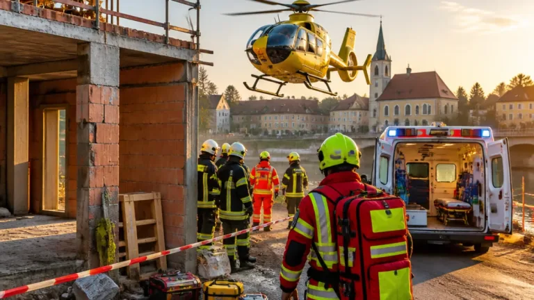 Schärding: 59-Jähriger stürzt auf Baustelle seines Sohnes – Rettungshubschrauber im Einsatz