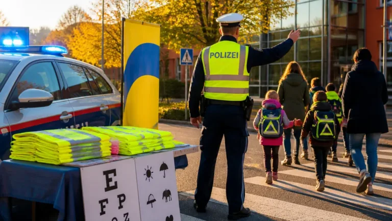 Sicherer Schulweg in Weiz: „Schulweg‑Helden“ informieren vor der Volksschule Europa‑Allee