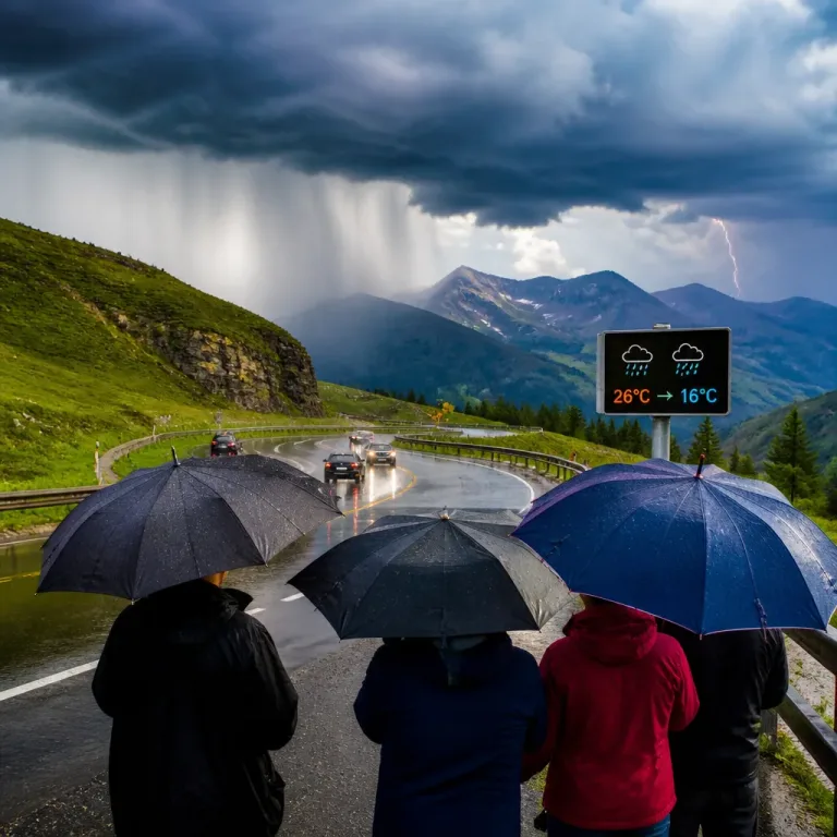 Kaltfront bringt Regen, Gewitter und deutlich kühlere Luft über Österreich