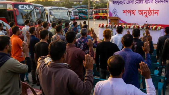 জয়পুরহাটে জেলা মোটর শ্রমিক ইউনিয়নের নতুন কার্যনির্বাহী কমিটির অভিষেক অনুষ্ঠিত