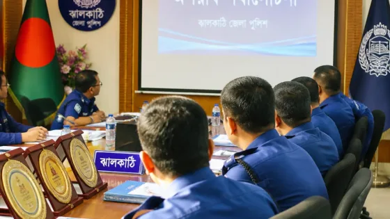 ঝালকাঠি পুলিশের মাসিক কল্যাণ ও জুলাই অপরাধ পর্যালোচনা সভা: শৃঙ্খলা, তদন্ত ও জননিরাপত্তায় নির্দেশনা