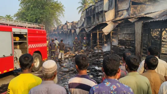 সিরাজগঞ্জ রায়গঞ্জে বজ্রপাতে নয়, আগুনে পুড়ে ছাই সাত দোকান: ত্রাস ছড়াল নিমগাছী বাজারে