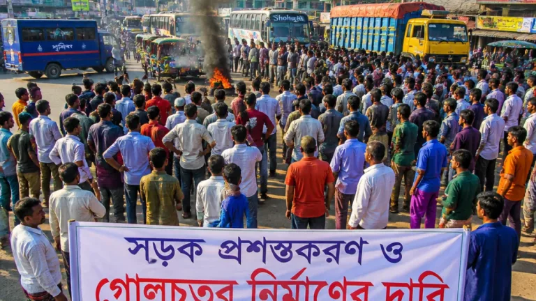 বদলগাছী চারমাথায় সড়ক প্রশস্তকরণ দাবিতে অধৈর্যতা, ১৫ দিনের আল্টিমেটাম