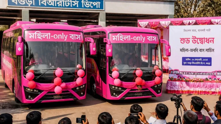 বগুড়ায় চালু হল বিআরটিসির মহিলা-only বাস সার্ভিস, প্রথম পর্যায়ে দুটি গোলাপী বাস