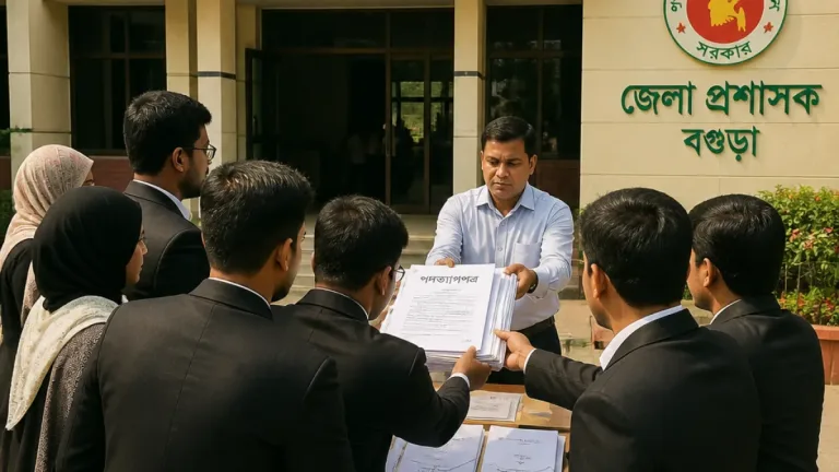বগুড়ায় জুলাই সনদ বাস্তবায়ন না হওয়ায় সাত আইন কর্মকর্তার একযোগে পদত্যাগ