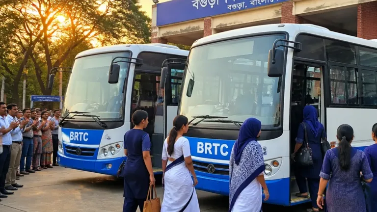 বগুড়ায় নারী-নিয়ন্ত্রিত বিআরটিসির দুইটি 'মহিলা বাস' চালু