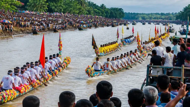 বৈঠার তালরে মুখর কীর্তিনাশা: হাজারো দর্শক উপস্থিতি ও নৌকাবাইচে আমগ্রামের জয়