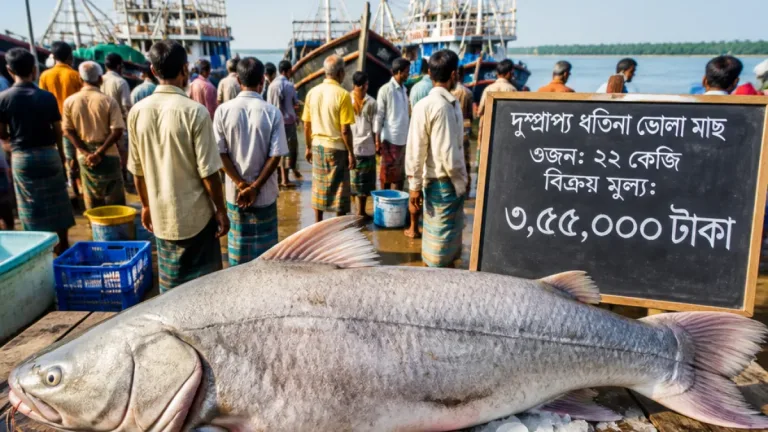 বঙ্গোপসাগরে ধরা পড়ল ২২ কেজির বিরল ধাতিনা ভোল; বাগেরহাটে বিক্রি ৩ লাখ ৫৫ হাজার টাকায়