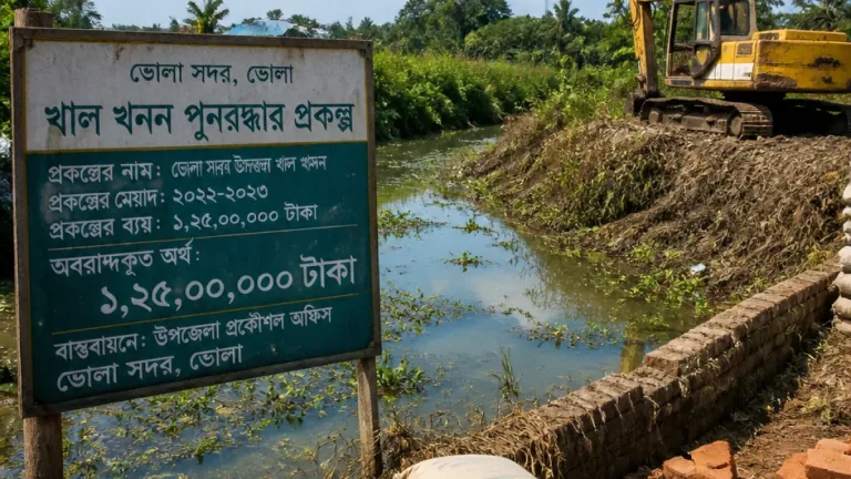 বরাদ্দ থাকা সত্ত্বেও ভোলার খাল খননে কাজ নেই, কোটি টাকার কাগজে বিল উত্তোলনের অভিযোগ