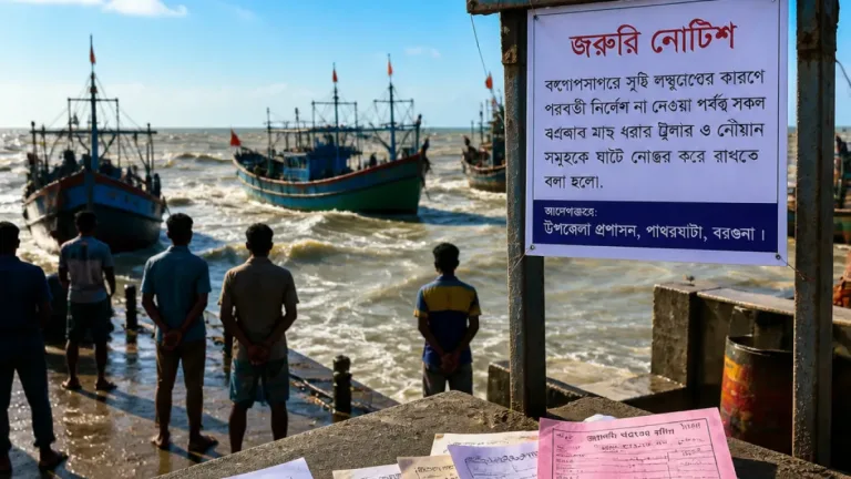 বরগুনার উপকূলে মাছের সংকট ও বৈরী আবহাওয়া: জেলেদের জীবিকা ও নিরাপত্তা ভাবায়