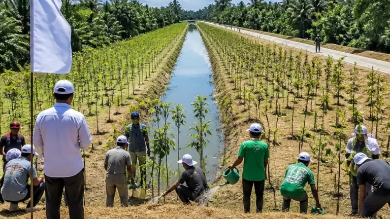 বরগুনায় ডাঙার খালের পাশে তিন কিলোমিটার সড়কে প্রায় এক হাজার গাছ রোপণ
