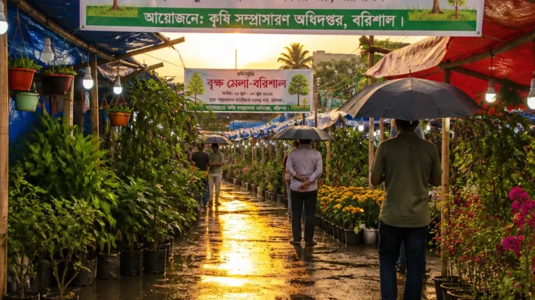 বরিশালে জেলা বৃকমেলায় বিক্রিতে ধস, নার্সারি ব্যবসায়ীদের বড় লোকসানের আশঙ্কা