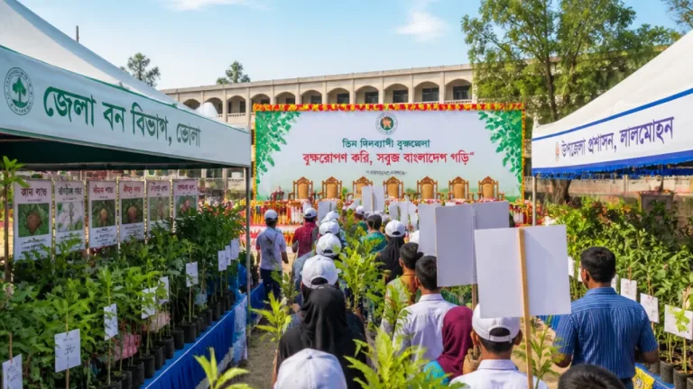 ভোলার লালমোহনে তিন দিনব্যাপী বৃক্ষমেলা: ‘বৃক্ষ রোপণে সাজাই দেশ, সবার আগে বাংলাদেশ’