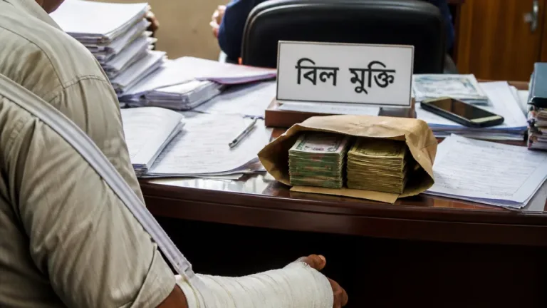 বিল না দিলে ঘুষ দাবি নিয়ে তর্ক, নগরকান্দায় ঠিকাদারের হাত ভাঙার অভিযোগ