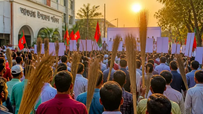 ব্রাহ্মণবাড়িয়ায় আশুগঞ্জে রুমিন ফারহানার সংসদীয় বক্তব্য প্রতিবাদে ঝাড়ু মিছিল