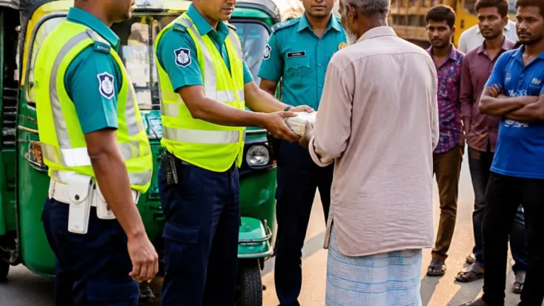 ব্রাহ্মণবাড়িয়ায় ট্রাফিক পুলিশের তৎপরতায় মেয়ের বিয়ের জন্য হারানো ৫০ হাজার টাকা ফিরে পেলেন বৃদ্ধ