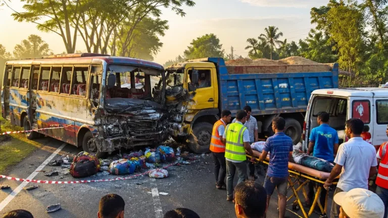 চাঁদপুর-কুমিল্লা মহাসড়কে বাস-ট্রাক সংঘর্ষে ৪ নিহত, আহত অন্তত ১৫