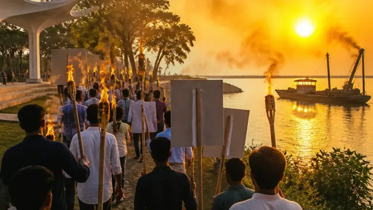 চাঁদপুরের ১৫ আগস্টের মিছিলে দাবি করা ভিডিওটি মাদারীপুরের নদী রক্ষার মশাল মিছিল ছিল