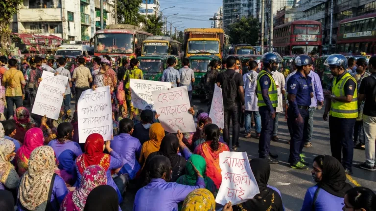 চট্টগ্রামের প্রধান সড়কে বকেয়া বেতনের দাবি নিয়ে গার্মেন্টস শ্রমিকদের সড়ক অবরোধ